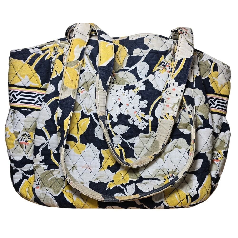 Vera Bradley Retired Dogwood Glenna Satchel Bag Handbag Purse Gold Yellow Black